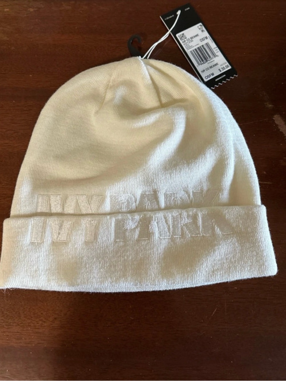IVY PARK Ivory Embossed Logo Cuffed Beanie